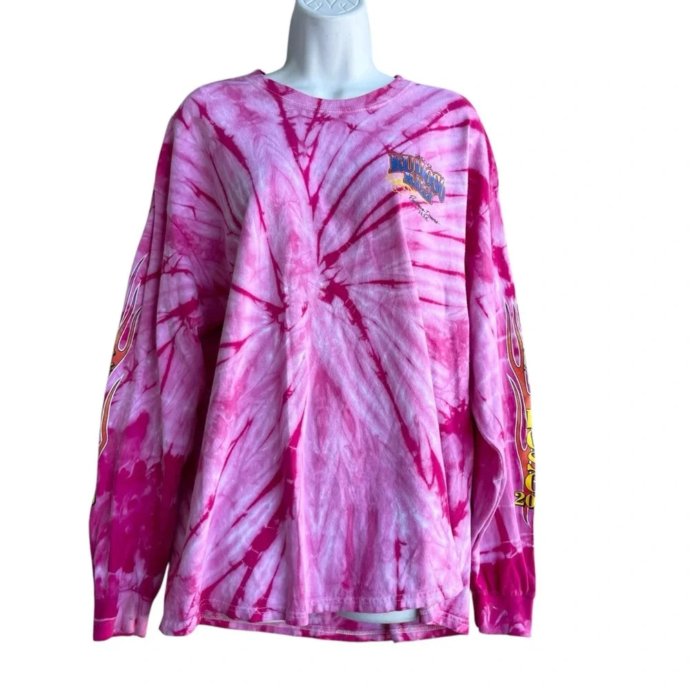 2010 Ruidoso Rally Tie-Dye Long Sleeve T-Shirt Pink Unisex Size XL